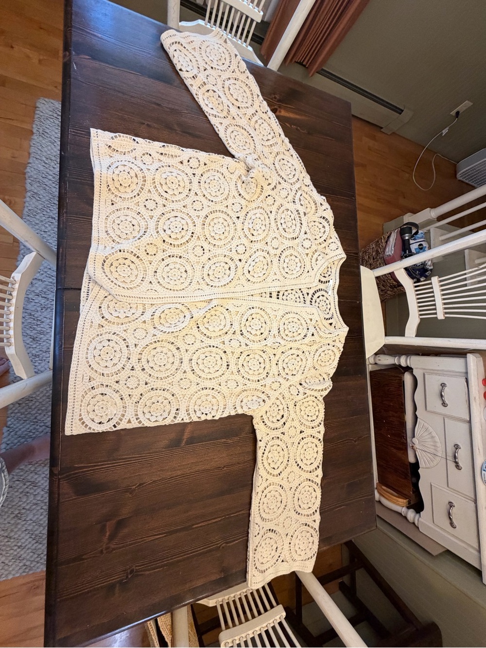 Maurices Cream Crochet Openwork Tunic Cardigan